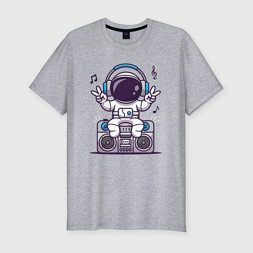 Мужская slim-футболка Music spaceman / Меланж – фото 1