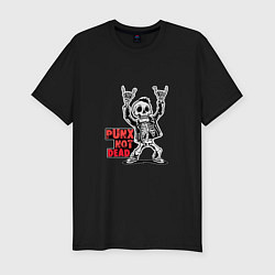 Футболка slim-fit Череп с козой punks not dead, цвет: черный