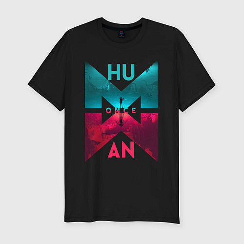 Мужская slim-футболка Once human logotype / Черный – фото 1