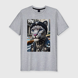 Мужская slim-футболка Леопард панк из Нью-Йорка - нейросеть