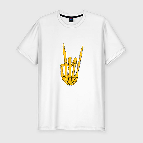 Мужская slim-футболка Golden skeleton hand / Белый – фото 1