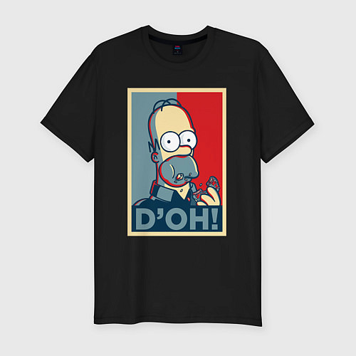 Мужская slim-футболка Homer with donut / Черный – фото 1