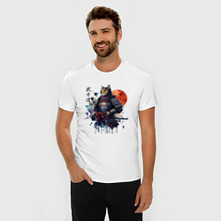 Футболка slim-fit Cat samurai - bushido ai art, цвет: белый — фото 2