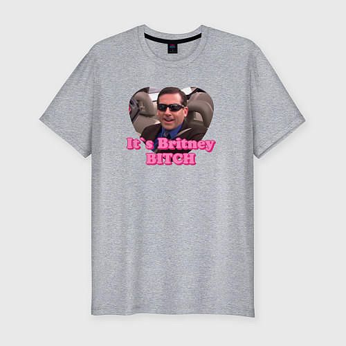 Мужская slim-футболка Michael Scott its Breatney B*tch - the office / Меланж – фото 1