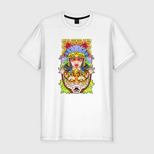 Мужская slim-футболка Принцесса ягуар / Белый – фото 1