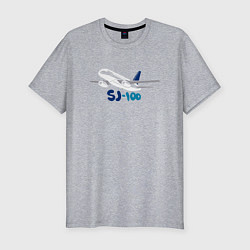 Мужская slim-футболка Сухой Суперджет 100 цветной с надписью