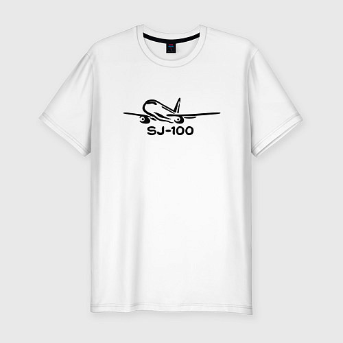 Мужская slim-футболка Sukhoi Superjet 100 черный с надписью / Белый – фото 1