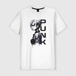 Футболка slim-fit Девушка панк - punk girl, цвет: белый