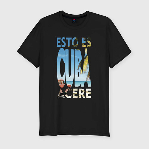 Мужская slim-футболка Куба - esto es Cuba, acere / Черный – фото 1