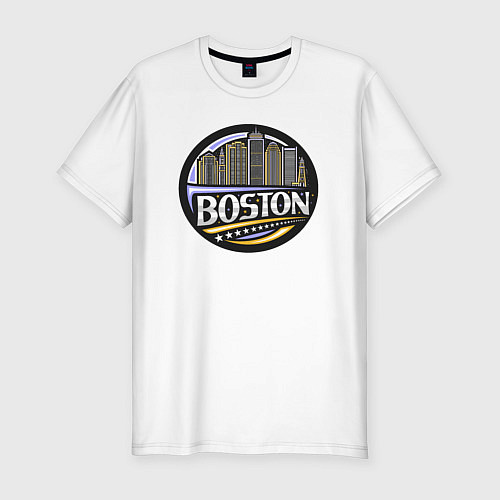 Мужская slim-футболка Boston - USA / Белый – фото 1