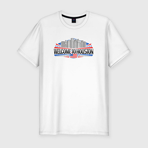 Мужская slim-футболка Добро пожаловать в Хьюстон / Белый – фото 1