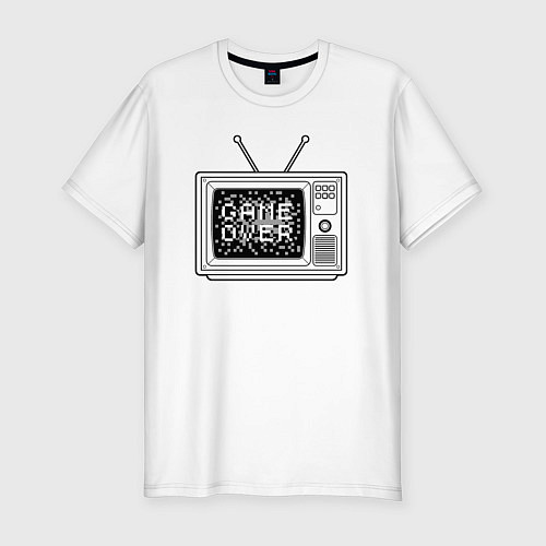 Мужская slim-футболка Game over television / Белый – фото 1