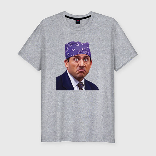 Мужская slim-футболка Prison mike Michael Scott офис / Меланж – фото 1