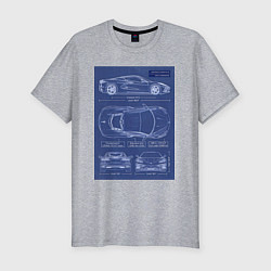Футболка slim-fit Chevrolet Corvette чертеж, цвет: меланж