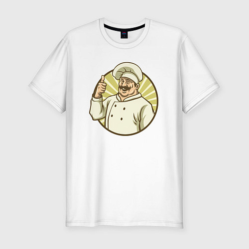 Мужская slim-футболка Крутой повар / Белый – фото 1