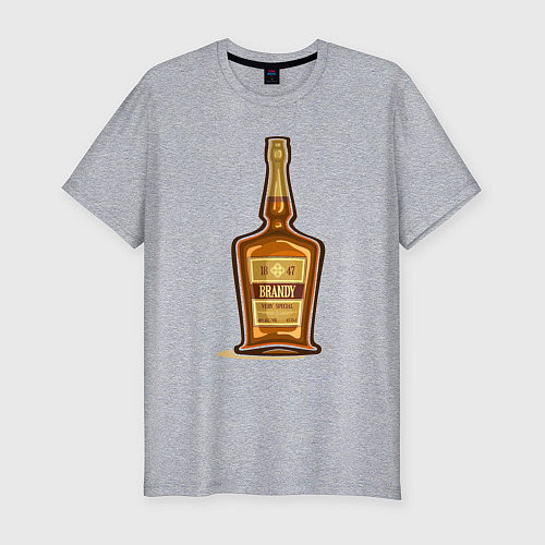 Мужская slim-футболка Brandy bottle / Меланж – фото 1