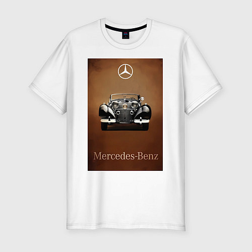 Мужская slim-футболка Mercedes-benz автомобиль / Белый – фото 1