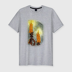 Мужская slim-футболка Две свечи на подсвечнике