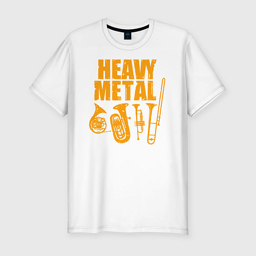 Мужская slim-футболка Heavy metal - медные духовые / Белый – фото 1