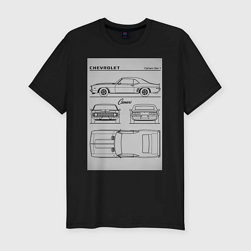Мужская slim-футболка Chevrolet Camaro / Черный – фото 1