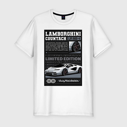 Мужская slim-футболка Lamborghini countach / Белый – фото 1