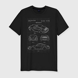 Мужская slim-футболка Porsche 911 автомобиль чертеж
