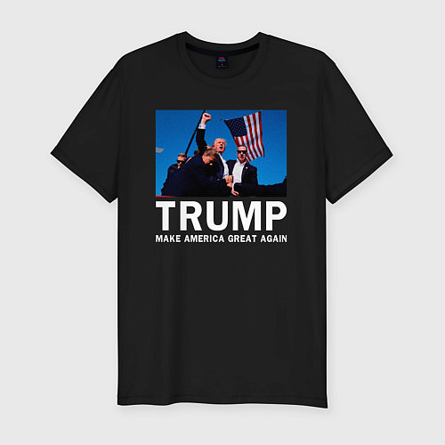 Мужская slim-футболка Дональд Трамп / Черный – фото 1
