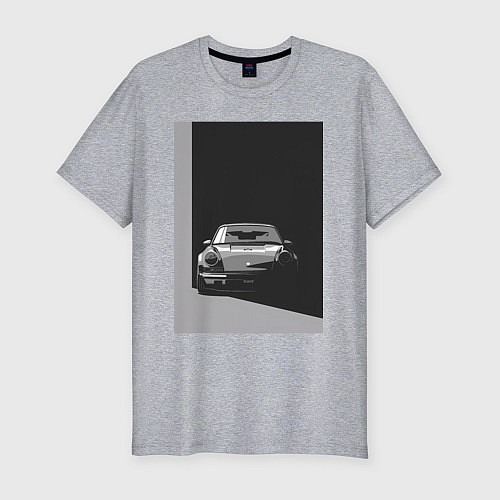 Мужская slim-футболка Porsche 911 легендарный автомобиль / Меланж – фото 1