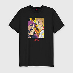 Мужская slim-футболка Клинок рассекающий демонов битва Ренгоку и Акадза