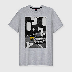 Футболка slim-fit BMW автомобиль initial d, цвет: меланж