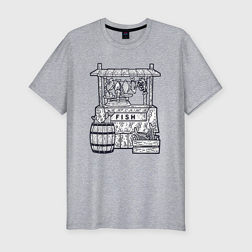 Мужская slim-футболка Рыбная лавка / Меланж – фото 1