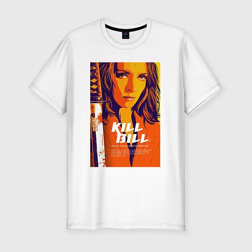 Мужская slim-футболка Kill bill - Uma Thurman / Белый – фото 1