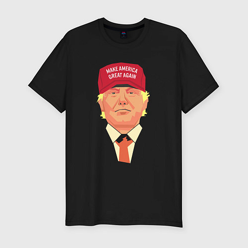 Мужская slim-футболка Trump - America / Черный – фото 1