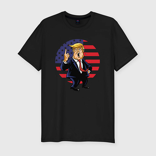Мужская slim-футболка USA - Trump / Черный – фото 1