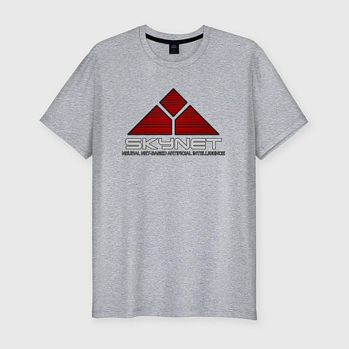 Мужская slim-футболка Skynet - cyberdyne / Меланж – фото 1