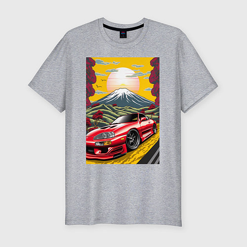 Мужская slim-футболка Toyota Supra jdm автомобиль / Меланж – фото 1