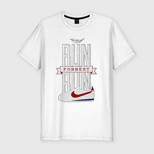 Мужская slim-футболка Forrest Gump - run Forrest run / Белый – фото 1