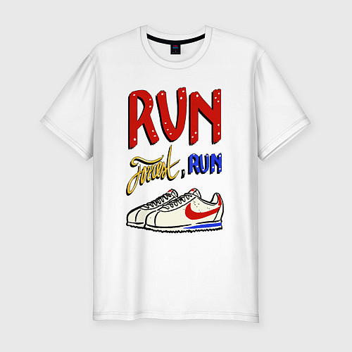 Мужская slim-футболка Форест Гамп - беги Форрест беги / Белый – фото 1
