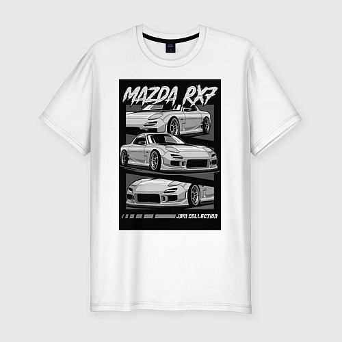 Мужская slim-футболка Mazda rx-7 JDM авто / Белый – фото 1