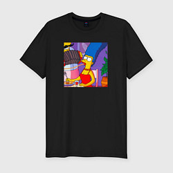 Мужская slim-футболка Мардж Симпсон спагетти болоньезе