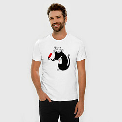 Футболка slim-fit Banksy rat, цвет: белый — фото 2