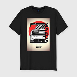 Футболка slim-fit Mazda rx-7 автомобиль гоночный jdm, цвет: черный