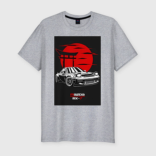 Мужская slim-футболка Mazda rx-7 jdm style / Меланж – фото 1