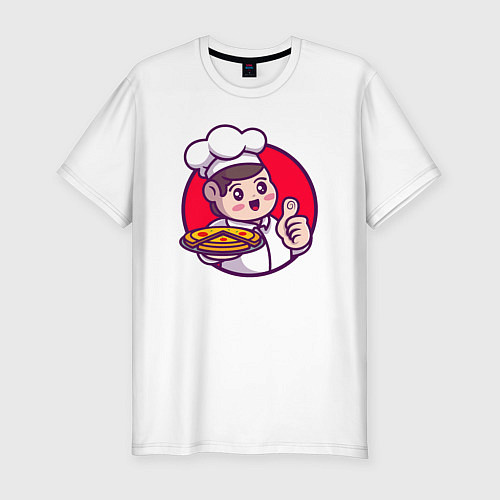 Мужская slim-футболка Повар и пицца / Белый – фото 1