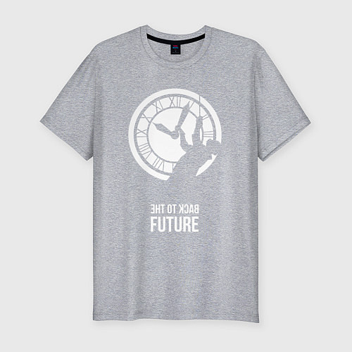 Мужская slim-футболка Back to the future clocks / Меланж – фото 1