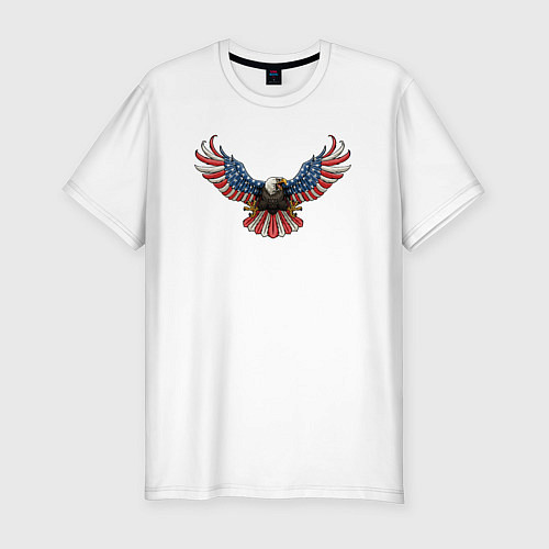 Мужская slim-футболка Орёл Америки / Белый – фото 1