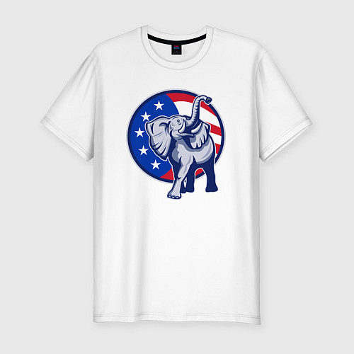 Мужская slim-футболка USA elephant / Белый – фото 1