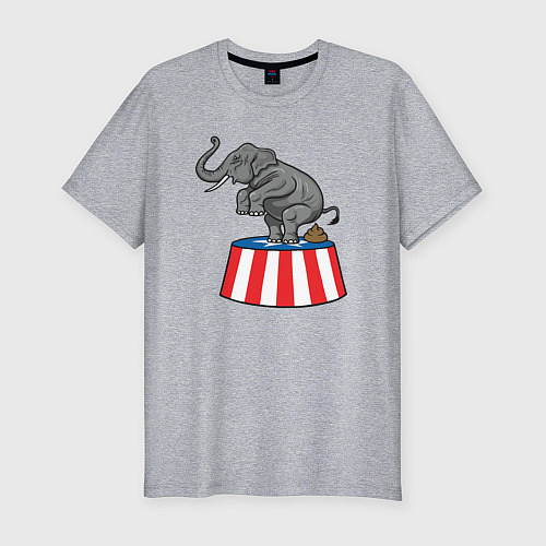 Мужская slim-футболка Poop elephant / Меланж – фото 1