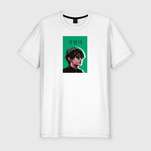 Мужская slim-футболка Техен зеленый / Белый – фото 1