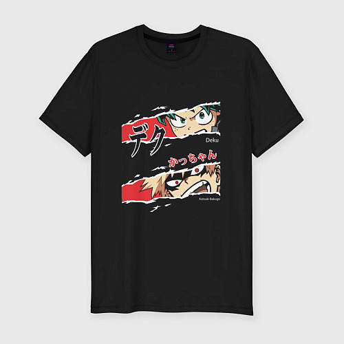 Мужская slim-футболка Моя геройская академия My Hero Academia Деку Бакуг / Черный – фото 1